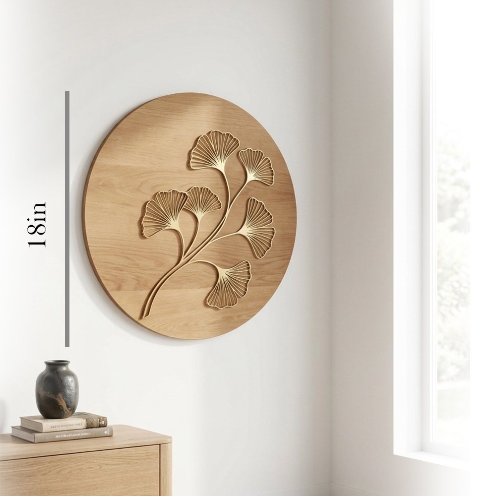 Golden Ginkgo Elegance Wooden Wall Art